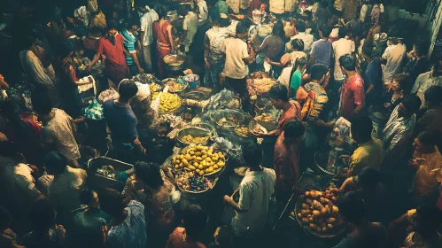 Overhead View of a Busy Marketplace