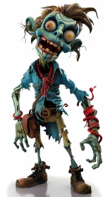 3D Rendering of Menacing Cartoon Zombie