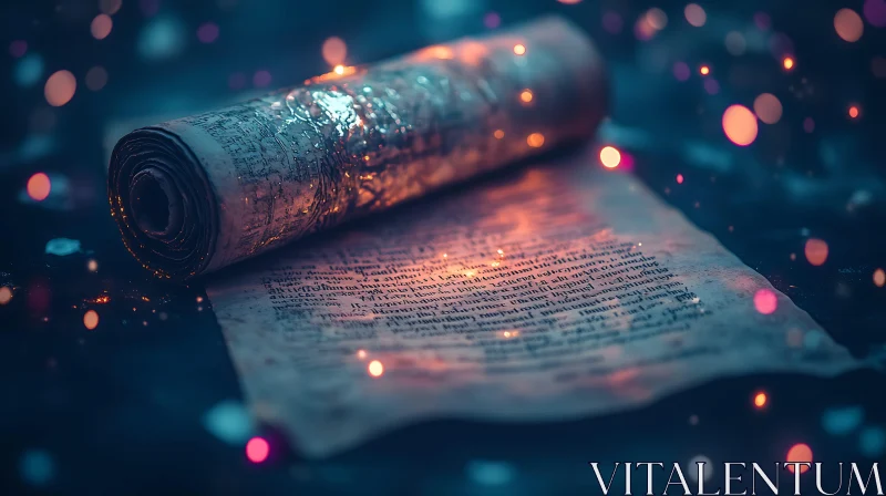 Ancient Script Illuminated by Bokeh
