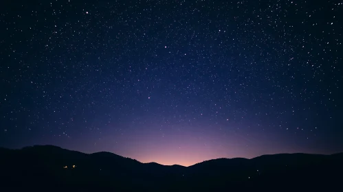 Night Sky and Mountain Silhouette