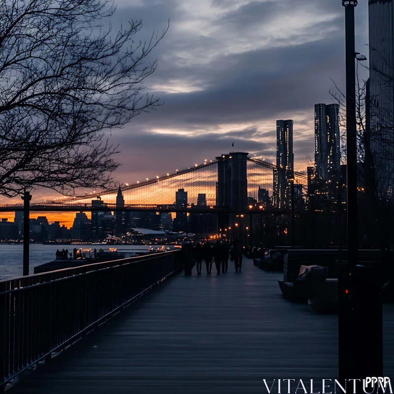 Urban Sunset: Brooklyn Bridge View