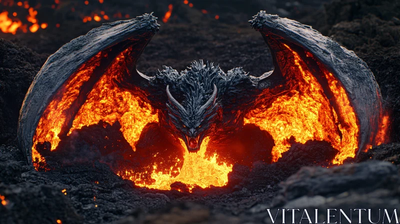 Dragon Emerging from Fire AI Image