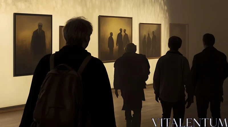 Art Gallery Visitors Admiring Paintings