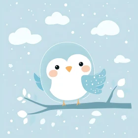 Baby Bird on Branch Graphic Design