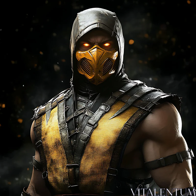 Masked Warrior with Fiery Eyes