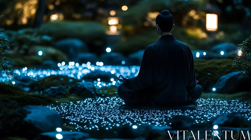 Peaceful Meditation in Glowing Garden