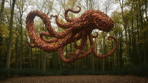 Forest Sculpture: An Octopus of Leaves
