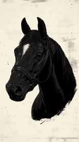 Elegant Illustration of a Horse's Head