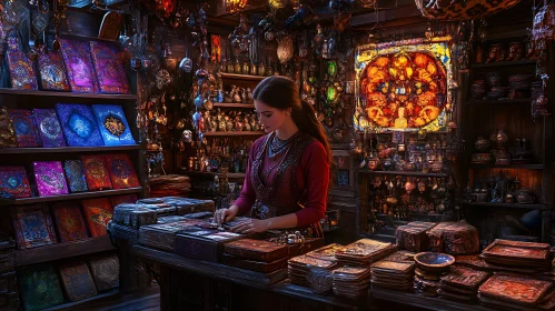 Enchanting Bookshop With Woman