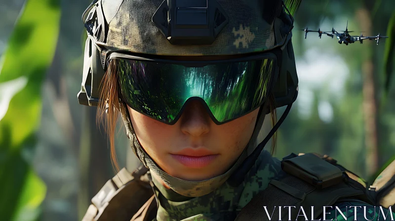 Female Soldier in Camouflage