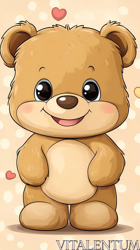 Cute Teddy Bear with Hearts AI Image