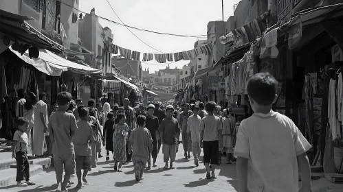 Busy Street in Black and White