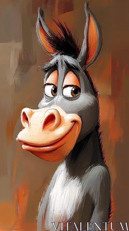 Playful Donkey Cartoon Art AI Image