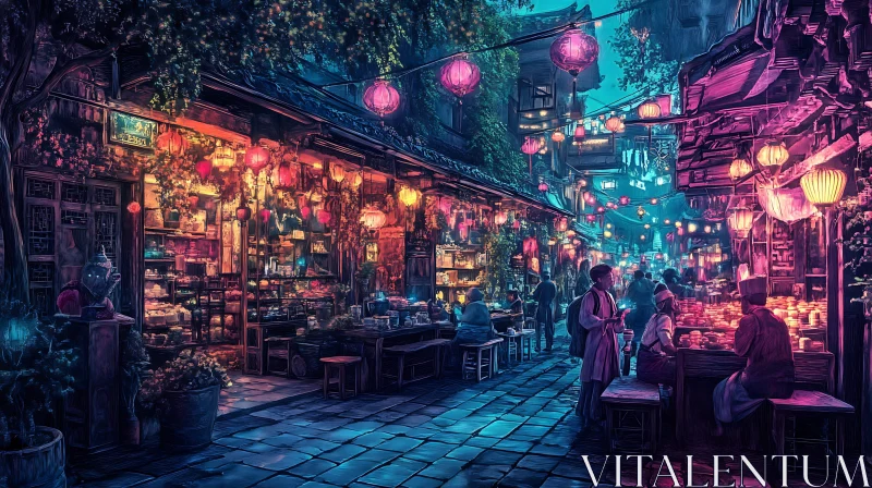 Lantern Lit Street Scene