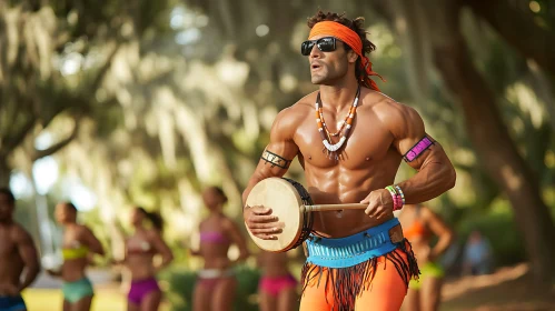 Tribal Drummer in Outdoor Performance