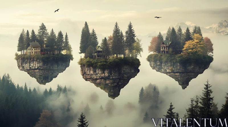 Whimsical Floating Islands AI Image