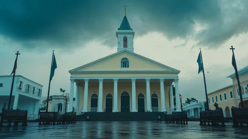 Architectural Grandeur on a Rainy Day