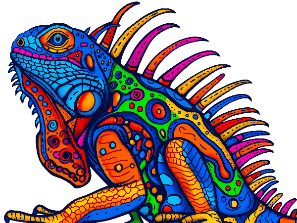 Colorful Abstract Iguana T-Shirt Design