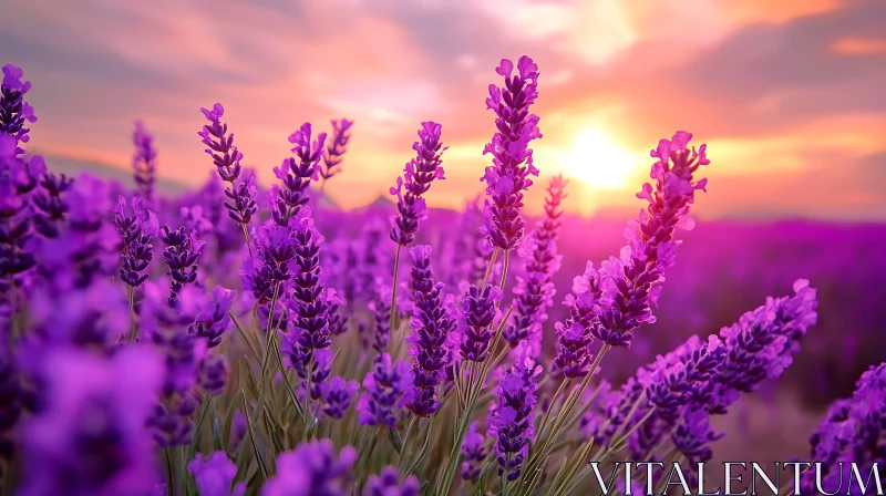 Purple Lavender Sunset Field