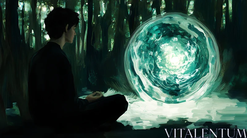 Meditative Forest Encounter with Glowing Orb
