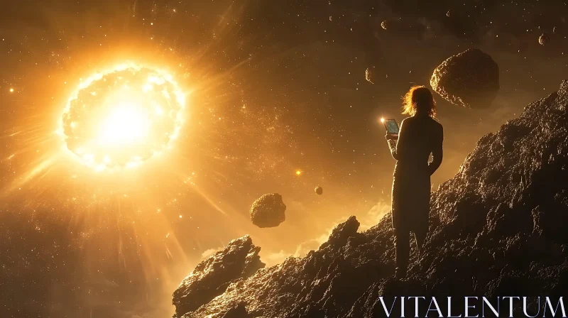 Woman Watching Sun in Space