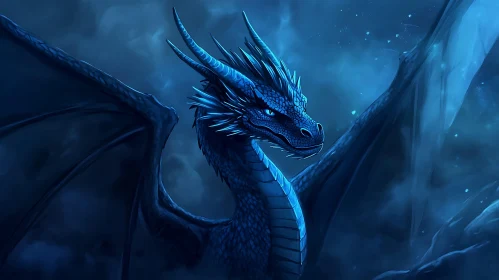 Blue Dragon Illustration Art