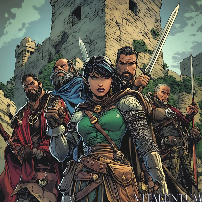 Fantasy Heroes Guarding the Castle