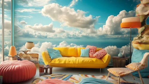 Serene Living Space with Sky Backdrop
