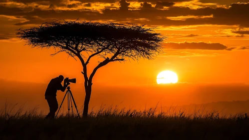 Photographer Capturing Sunset Silhouette