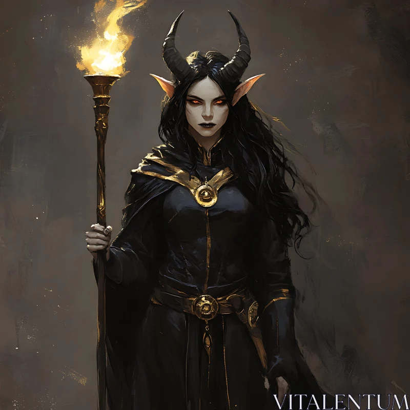 Mystical Horned Woman Portrait