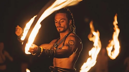 Man Performing with Fire