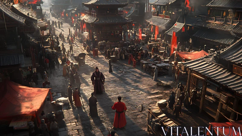 Lively Street in an Ancient Asian City