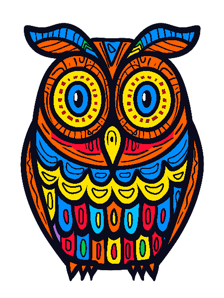 Vivid Owl Art for Apparel