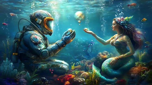Surreal Underwater Pearl Exchange