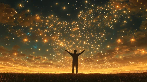 Person Under a Starry Sky