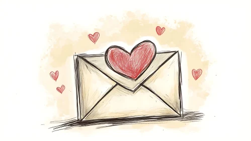 Envelope with Heart - Love Note Art
