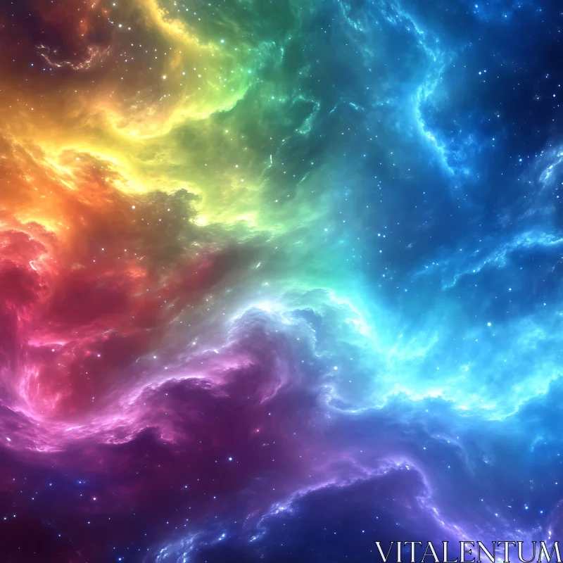 Colorful Galaxy Cloudscape with Stars