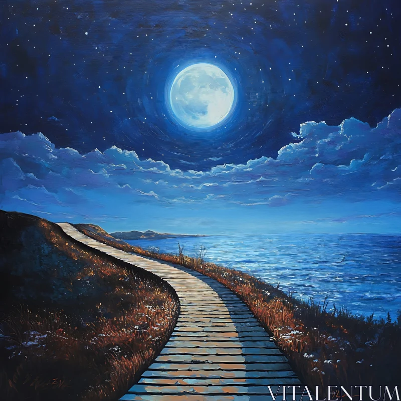 Tranquil Seascape Under Moonlight