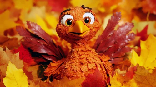 Cute Bird in Fall Foliage
