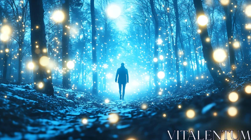 Silhouette in a Luminescent Forest