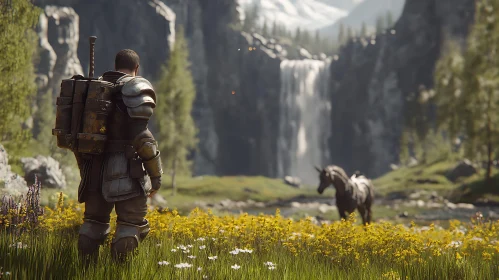 Meadow Vista with Armored Figure