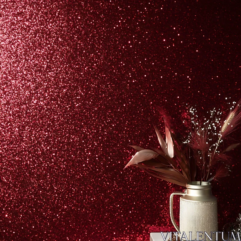 Crimson Glitter and Floral Arrangement