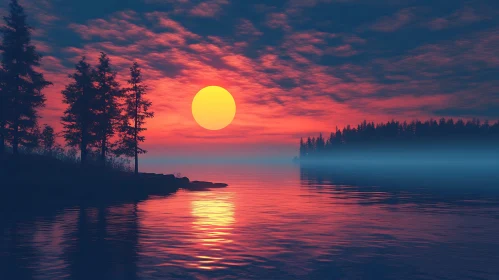 Sunset Lake Reflection