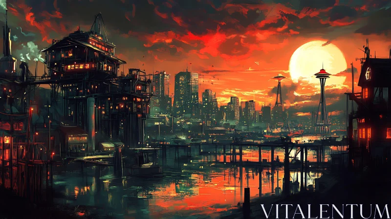Sunset Cityscape Reflection