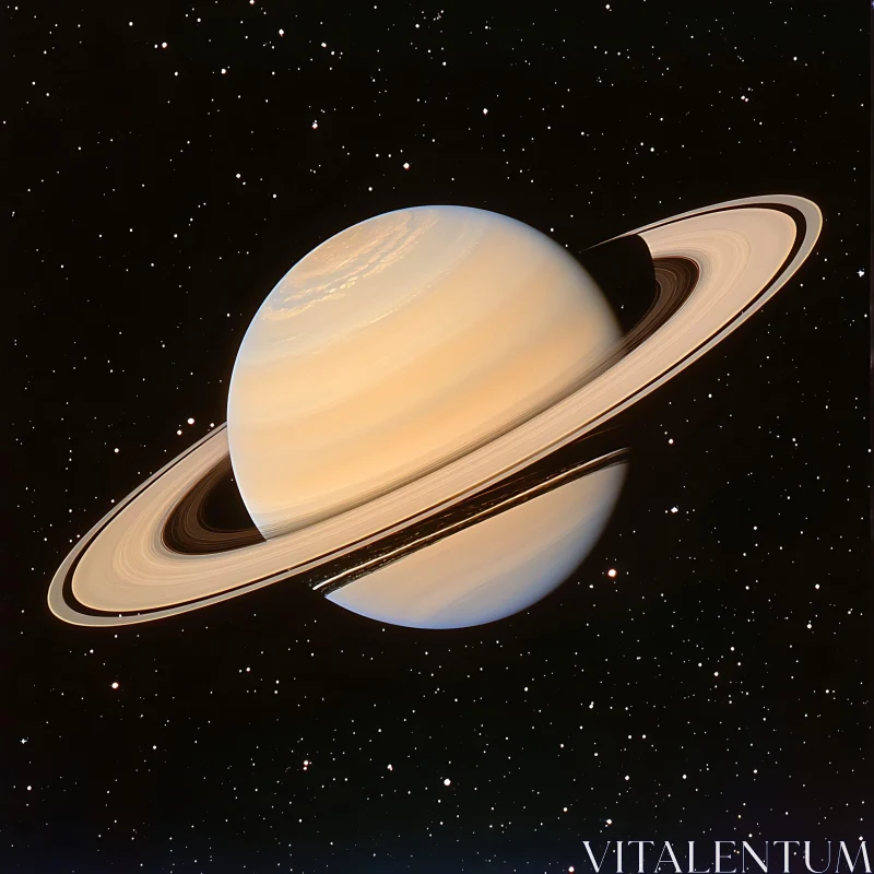 Ringed Planet Saturn in Starry Space