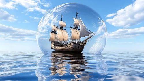Sailing Vessel Encapsulated in Glass Sphere