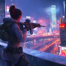 Neon City Guardian: A Woman's Watch