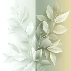 Minimalist Leaf Composition in Muted Tones
