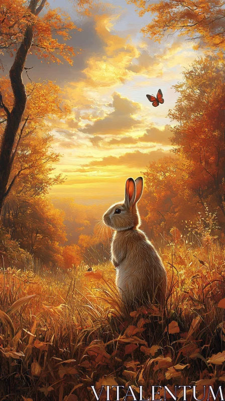Tranquil Sunset with Rabbit