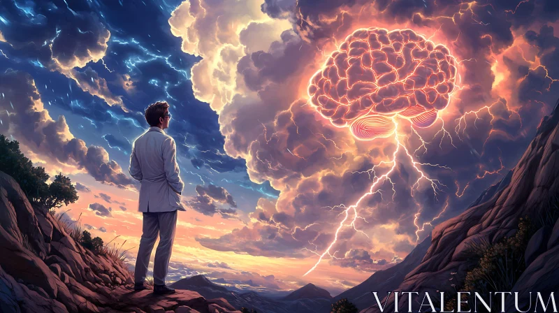 Mindscape: Contemplation in a Storm of Ideas AI Image